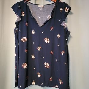 Navy Loft Flutter Sleeve shirt, L